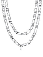 Bandmax Stainless Steel Figaro Chain Necklaces for Men Women, Silver/Gold/Black 4MM/6MM/9MM Flat Italian Style Figaro Link Chains Length 14"-30", Gift Packed - color: 03 9MM-Silver, size: 24 Inch