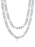 Bandmax Stainless Steel Figaro Chain Necklaces for Men Women, Silver/Gold/Black 4MM/6MM/9MM Flat Italian Style Figaro Link Chains Length 14"-30", Gift Packed - color: 03 9MM-Silver, size: 22 Inch