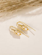 Mameloly Flower Earrings for Women Dainty 14K Gold Plated White Freshwater Pearl Stud Earrings Hypoallergenic - color: Calla Lily