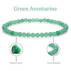 Natural Faceted Crystal Bracelet for Women,4mm Gemstone Round Beads Bracelets Adjustable Stretchy Healing Crystal Beads Bracelets Dainty Jewelry Gift - color: Green Aventurine