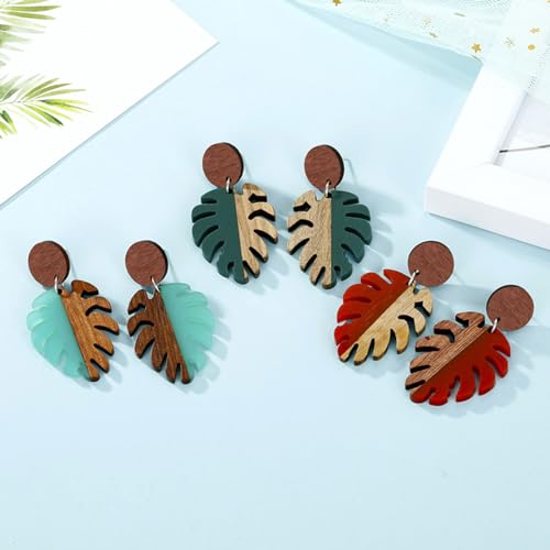 Wood Earring Posts,160Pcs Wooden Stud Earrings Posts with Loop for Jewelry Making Wood Stud Earring Findings Earring Pin Stud Bulk with Butterfly Earring Backs for DIY Earrings Making Supplies Kit - color: Round-160Pcs