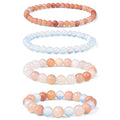 Vinswet 4pcs Beaded Bracelets for Women,Natural Healing Crystal Gemstones Bracelet,Anxiety Stress Relief Bracelet Handmade purple Jewelry Gifts for Women - color: Pink aventurine&Opal&Pink Crystal