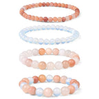 Vinswet 4pcs Beaded Bracelets for Women,Natural Healing Crystal Gemstones Bracelet,Anxiety Stress Relief Bracelet Handmade purple Jewelry Gifts for Women - color: Pink aventurine&Opal&Pink Crystal