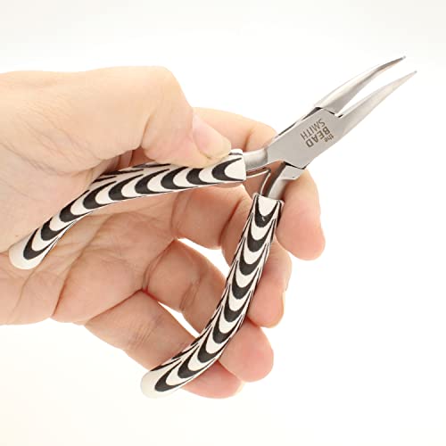 The Beadsmith Bent Chain Nose Pliers – Zebra Print Line – 5 inches (127 mm) – Comfortable Handle with Double Leaf Springs – Jewelry Making Tool for Creating Bracelets, Earrings and Necklaces - size: bent chain nose - 5"