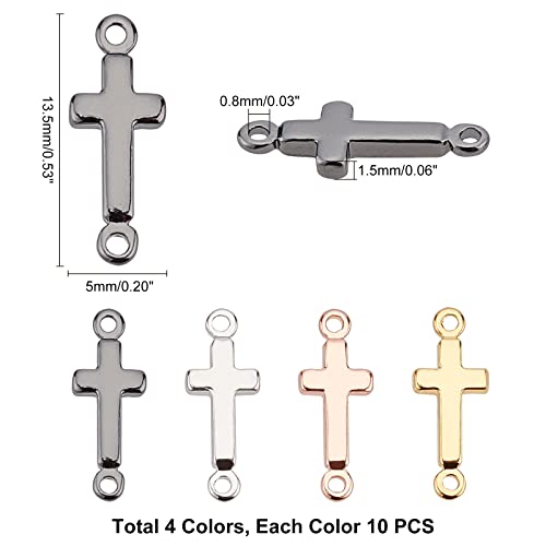 PH PandaHall 40pcs Cross Pendant Links 18K Gold Plated Cross Charms Double Loop Cross Links Brass Center Pendants for Easter Eid Mubarak Ramadan Decoration Prayer Necklace Jewelry Making 13.5x5mm