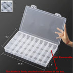 Feadily 1PCS 36 Grids Large Plastic Organizer Box with Dividers, Compartment Organizer Box for Nail Accessories/Screw/Sewing Arts and Oil Paint, Bead Storage Containers 14.9" x 9.2" x 1.9" (Clear) - size: 1PCS 36Grids