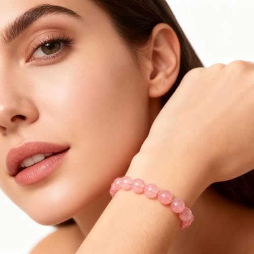 About 35pcs 10mm Natural Stone Beads Watermelon Crystal Beads Energy Crystal Power Gemstone for Jewelry Making, DIY Bracelet Necklace - color: Pink Watermelon, size: 10mm
