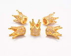 AD Beads Zircon Pave Rhinestones Crown Big Hole Bracelet Connector Spacer Beads (10pcs Mixed Color Crown (9x12mm)) - color: 10pcs Mixed Color Crown (9x12mm)