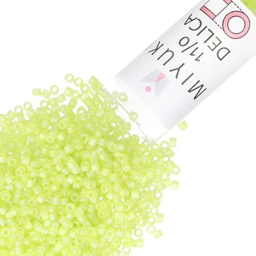 Miyuki Delica Seed Beads – Size 11/0 (1.6 mm), DB0860, Matte Chartreuse AB, 7.2 g, Approx. 1440 Beads, Made in Japan - color: DB0860 - Matte Chartreuse AB