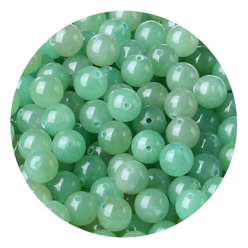 100pcs Natural Stone Beads 8mm Green Aventurine Round Genuine Real Stone Beading Loose Gemstone Hole Size 1mm DIY Charm Smooth Beads for Bracelets Necklaces Earrings Jewelry Making Crafts - color: Green Aventurine