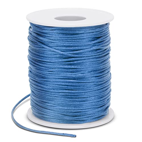 1.5mm Nylon Cord 328 Feet Satin Cord Nylon String for Bracelets, Bracelet Thread Bead String for Jewelry Making, Necklace, Chinese Knotting, Beading, DIY Crafts (Lake Blue) - color: Lake Blue, size: 1.5mm x 328 Feet