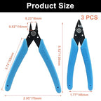 Murtenze 3 Pack 170ii Wire Flush Snips Micro Wire Cutters, Blue Nippers Diagonal Cutters 3D Printer Filament Pliers Tool for Cutting Electronics,Wires(5 Inch, Blue) - color: Light Blue