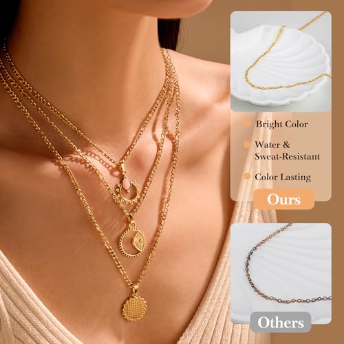 18k Gold Necklace Chains for Jewelry Making, 52.5 Feet 8 Rolls Bracelet Chains for DIY,6.5 Feet Each Style, Gold Plated Chain with Jump Rings/Lobster Clasps/Connectors - color: 18k Gold-52.5 Feet 8 Rolls