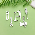 Sailanzi 45pcs Ancient Silver Father's Day Series Set Hammer, Wrench, Screwdriver Jewelry Making DIY Keychain Earrings Pendant Various Design Charms for Jewelry Making Bracelets Necklace(SN790) - color: SN790