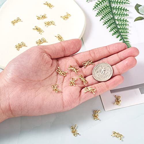 FASHEWELRY Golden Bow Connector Charms Bulk, Christmas Bowknot Link Charms, Infinity Links Geometric Hollow Bezel Pendants for Earring Bracelet Necklace Keychains Jewelry Making - color: Light Gold-Bowknot