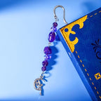 Vintage Metal Angel Bookmark Pendant with Natural Crystal Bead Chain–Elegant Fairy Bookmarks for Women,Men,Book Lovers,Teachers and Students(Amethyst) - style: Angel