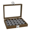 Wudygirl Small Jewelry Box Wooden Jewelry Organizer 24 Grid Ring Holder Earring Box with Lid Earring Holder Organizer for Women Jewelry Display Case Ring Storage for Drawer (Gray) - style: Wood Gray 24 Grid