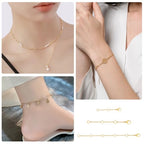 3 Pcs Necklace Extenders for Women 14K Gold Plated Necklace Extender Chain Extenders for Necklaces Anklet Bracelet Extender with Lobster Clasp Necklace Extension for Jewelry Making (1 2 3 Inch) - color: Gold