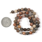 Natural Petrified Wood Fossil 8mm Gemstone Faceted Round Loose Strand Beads for DIY Necklace Bracelet Jewelry Making 15 Inch - color: Petrified Wood Fossil