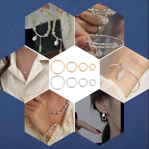 Beebeecraft 600Pcs 4/5/6/8mm Open Jump Rings 18K Gold & 925 Sterling Silver Plated 304 Stainless Steel Jump Ring Connector Links for Jewelry Making DIY Crafts Accessories - color: Gold and Silver