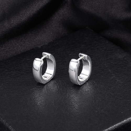 925 Sterling Silver Earrings Small Chunky Hoop Earrings for Women Trendy Huggie Hoop Earrings 14K Gold Plated Hypoallergenic Earrings Small Thick Huggie Hoops Earrings - color: Silver