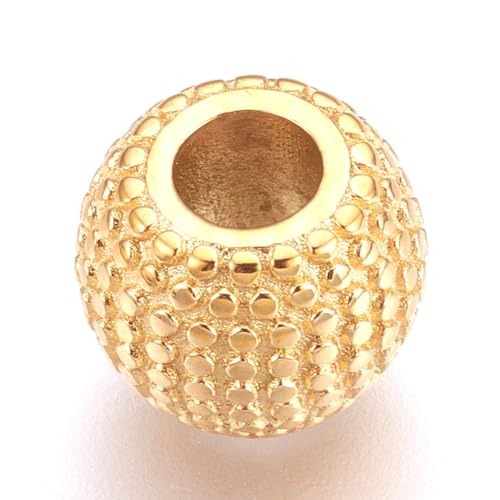 Cheriswelry 10pcs Golden 304 Stainless Steel Rondelle Beads European Large Hole Spacer Beads Slide Charms Mini Metal Loose Beads fit Snake Chains 10.5x8.5mm for DIY Bracelet Jewelry Making - color: Rondelle-Golden