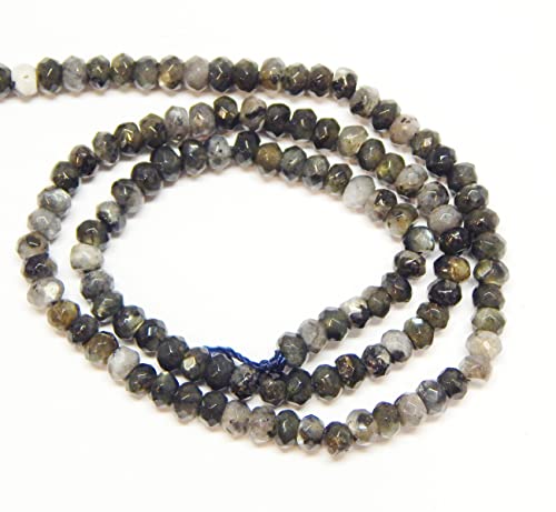 Perlin Agate & Jasper Gemstone Strand Beads 4 mm Rondelle 110 Pieces Jewellery Beads Semi-Precious Stone for Jewellery Necklace Bracelet Earrings (Black Jasper) - color: Black jasper