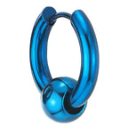 Stainless Steel Circle Beads Huggie Hinged Hoop Earrings for Men Women, 2pc - color: Blue, size: Diameter:12MM