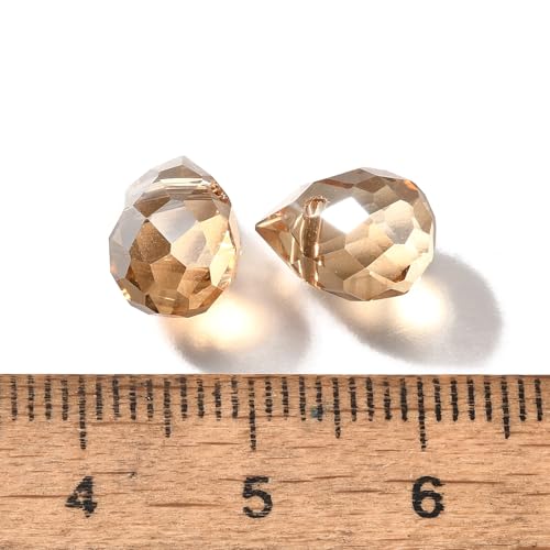 100pcs Goldenrod Glass Teardrop Beads Charms Water Drop Faceted AB Color Plated Beads Top Drilled Sparkly Prisms Chandelier Dangle Charms for DIY Earrings Necklace Bracelet Jewelry Craft 10.5x8mm - color: Goldenrod