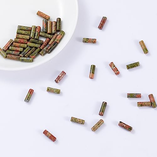 Natural Unakite Cylinder Tube Beads 4x13mm 38cm/str Loose Semi Gemstone Stone Beads for Making Bracelets Necklace Earrings - color: Unakite, size: 4x13mm Cylinder