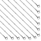12 Pcs Stainless Steel Round Snake Clip Bead Chain Necklace for Women Man Silver DIY Jewelry Chain Necklace Bulk - color: Silver Snake Bead, size: 16 inches