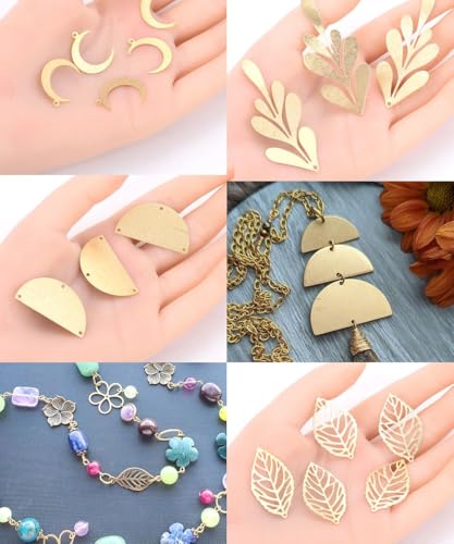 20pcs Adabele Brushed Raw Brass 29mm Moon Connector Link 4-Hole Earring Findings Unplated/Uncoated for DIY Craft Jewelry Making CF-C2 - size: Moon (4-Hole)