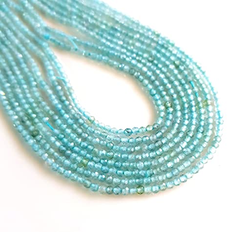 3 Strand Apatite Gemstone Faceted Beads | Natural/Genuine Gemstone Micro Faceted Beads Jewelry Making 12 Inch Size - 1.5 to 2 MM [MSKU 18]