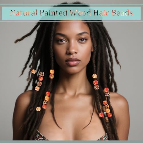 300 pcs 12mm Natural Painted Wood Hair Beads Round Loose Wooden Bead for Jewelry Making DIY Macrame Rosary Bracelet Necklace Hair Crafts