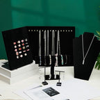 Henoyso 22 Pcs Velvet Jewelry Display Set Jewelry Display for Selling Necklace Stand Bracelet Holder T Shape Earring Stand - color: Black