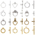 SUNNYCLUE 1 Box 96Pcs 12 Styles Alloy Toggle Clasp Tibetan Jewelry Toggle Clasps Bulk Antique Metal Silver T-Bar Closure Fastener Hook Connector Heart Clasp for Jewelry Making Necklace Bracelet DIY - style: Style 2