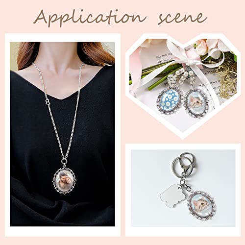 PH PandaHall Pendant Trays Set Wedding Bouquet Photo Charms Antique Silver Memory Charm Pendant Bezels Cabochon Blanks Settings 30x40mm Oval Glass Cabochon for Jewelry Making Wedding Graduation 5Sets - color: Antique Silver Oval - 5 Sets