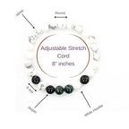 Black Obisidian Bracelets for Men 8" Inch Full Stretch Healing Crystal Bracelet, Beaded Charm Bracelet for Men Gifts Fathers Day Anniversary Birthday Gifts for Him - color: White Howlite & Jasper Bracelets