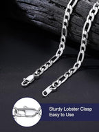 Bandmax Stainless Steel Figaro Chain Necklaces for Men Women, Silver/Gold/Black 4MM/6MM/9MM Flat Italian Style Figaro Link Chains Length 14"-30", Gift Packed - color: 02 6MM-Silver, size: 14 Inch