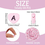 Cheriswelry 100pcs Pink Heart Acrylic Letter Mixed Opaque Black Alphabet Spacer Beads 10.5x11.5mm for DIY Craft Jewelry Making - color: Pink Heart Letter Beads