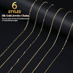 18k Gold Plated Stainless Steel Jewelry Chains Kit 39.3FT 6 Rolls Bulk (6.5FT/2M) with Letter Pendants, Colorful Charms, Pliers, Jump Rings, Lobster Clasps for DIY Necklace Bracelet Making - color: 18k Gold Plated-39.3Ft 6 Rolls