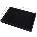 2 Pcs 13.8" x 9.5" Velvet Jewelry Tray Jewelry Display Tray, Stackable Empty Plate Trays for Earrings Necklaces Bracelet Rings Display Showcase - Black - color: Black, size: Flat Tray 13.8"x9.5"