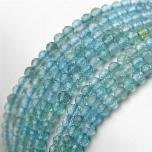 MJDCB 3mm Faceted Natural Apatite Round Loose Beads for Jewelry Making DIY Bracelet Necklace - color: Apatite