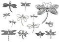 Assorted Dragonfly Charm Pendant Connector for DIY Jewelry Making Accessaries(13pcs,Antique Silver Tone)