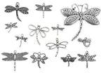 Assorted Dragonfly Charm Pendant Connector for DIY Jewelry Making Accessaries(13pcs,Antique Silver Tone)