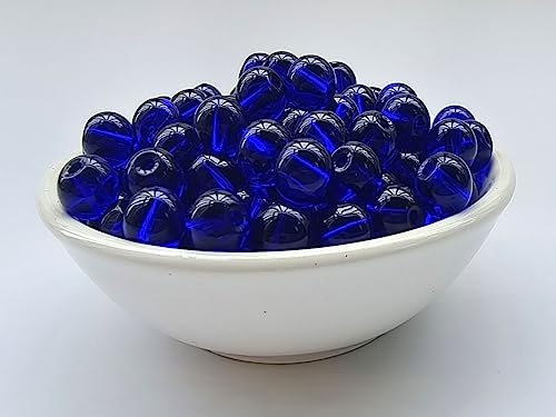 Glass Beads 6mm 140pcs Round Smooth Loose Beads for Bracelet Necklace Jewelry Making Craft DIY（6mm, 50605 Dark Blue） - color: Dark Blue, size: 6mm
