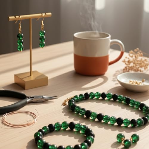 DandS ltd Crackle Lampwork Glass Beads for Jewelry Making, Dark Green, Vibrant DIY Bracelets, Necklaces, Earrings, Beading Supplies & Craft Kits for Handmade Jewelry, 80pcs 0.39 inch (10mm), #J234-10 - color: Dark Green