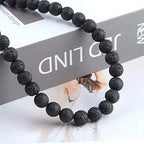 Natural Stone Beads 8mm Black Lava Polished Round Smooth Gemstone Beads for Jewelry Making 15 Inch(Black Lava,8mm) - color: Black Lava, size: 8mm