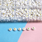 Melius Acrylic Gold Letter Beads, 1450 Pcs 4x7mm Round Alphabet Beads in 28 Grid Box for Jewelry Making, DIY Bracelets, Necklaces, Key Chains, Bracelets - color: Gold, size: 4x7mm
