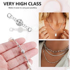 925 Sterling Silver Magnetic Necklace Clasps and Closures Ball Sterling Silver Magnetic Jewelry Clasps for Necklaces Bracelet Disco Ball Clasp - color: E-Silver